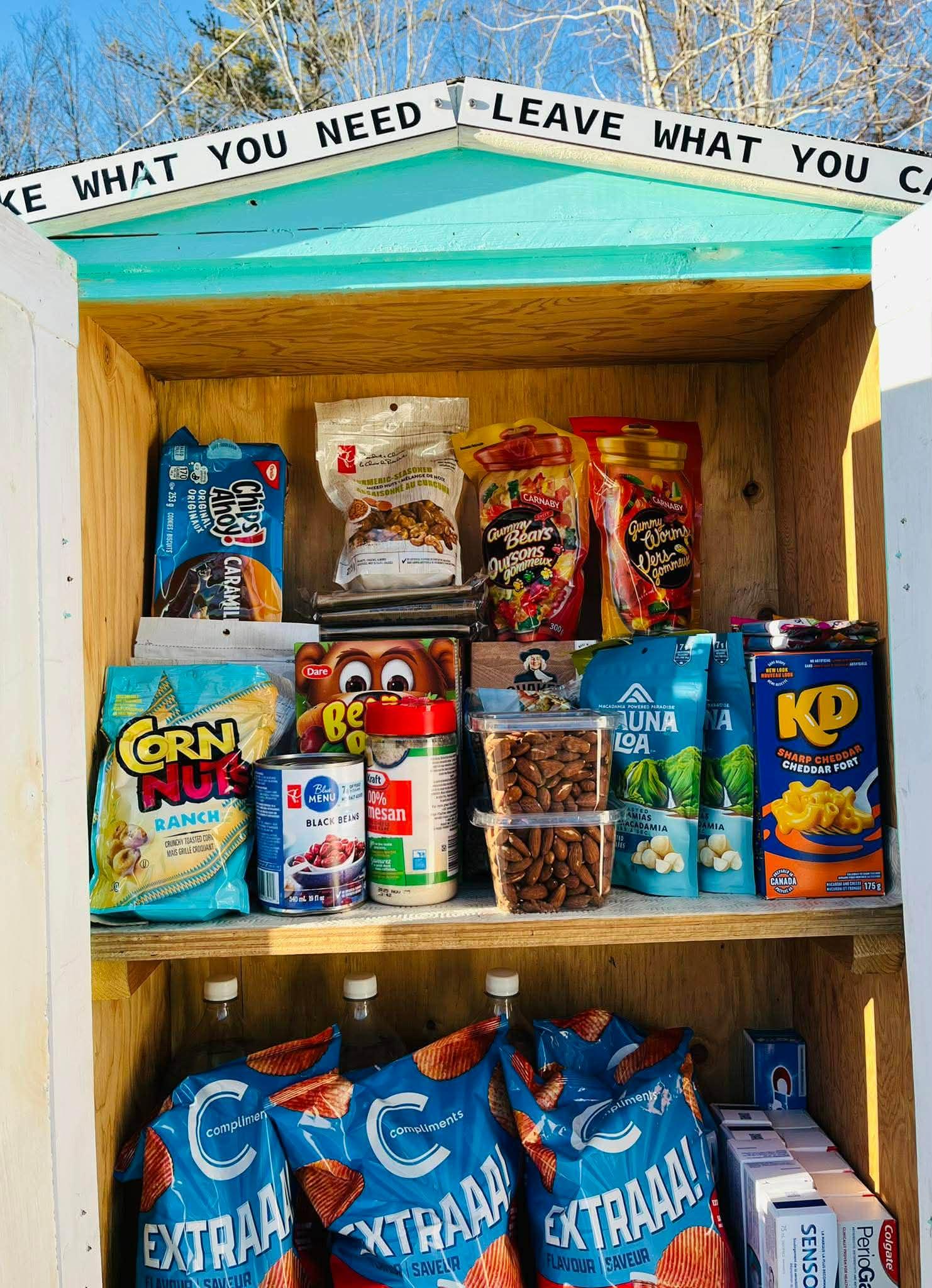 Community pantry stocked with snacks